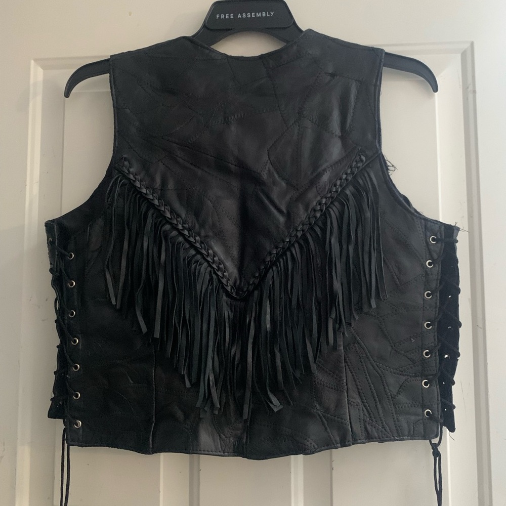 Genuine Leather Women's Fringe Vest - Picture 2 of 15